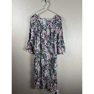 Brora Midi Dress Size 16 Lightweight Colorful Long Sleeve Spring Cruise Vacation